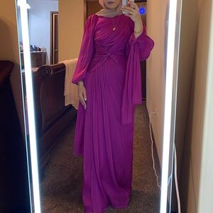 Hot pink/ fuchsia dress modest Barbie brand. Long sleeve Maxi